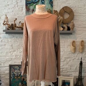 We The Free by Free People Long Sleeve Cotton Tunic Top Brown Size M - Like New